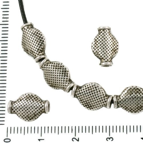 14pcs antique ton argent plat losange lanterne parsemée de perles de deux faces tchèque métal conclu sku-37453