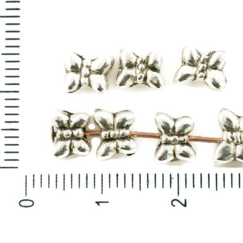 30pcs antique ton argent plat petit papillon animal perles charmes des deux côtés tchèque métal conc sku-37335