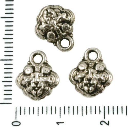 14pcs antique ton argent plat sculpté pendentif longévité de vie de verrouillage charmes des deux cô sku-37476
