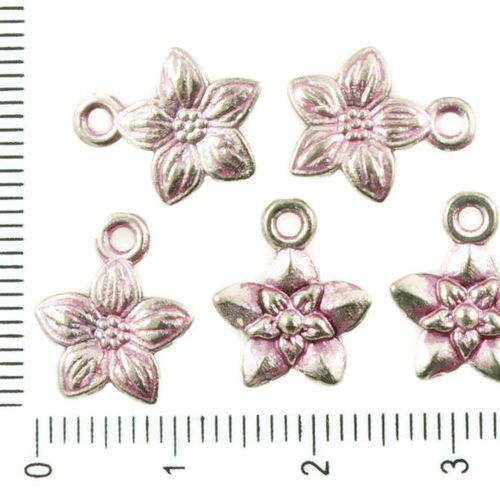 30pcs antique ton argent valentine rose patine de lavage à plat star de la fleur pendentifs charms d sku-36971