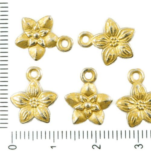 30pcs antique ton argent mat or patine de lavage à plat star de la fleur pendentifs charms deux face sku-36972