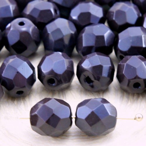 20pcs noir opaque brun chocolat ronde à facettes feu poli entretoise de verre tchèque perles de 8mm sku-33313