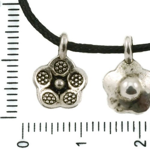 20pcs antique ton argent ne-m'oubliez-pas de fleurs floral pendentifs charms tchèque métal conclusio sku-37477