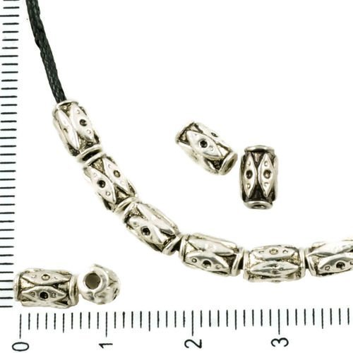 30pcs antique ton argent entretoise losange en pointillés tube de bali perles tchèques en métal conc sku-37313
