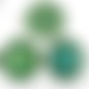 2pcs tchèque vert turquoise patine antique ton argent grand pendentif rond cabochon paramètres spira sku-34265
