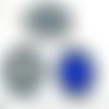 2pcs tchèque bleu patine antique ton argent de forme ovale pendentif cabochon de lunette de paramètr sku-34146