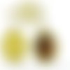 2pcs tchèque jaune patine antique ton argent grand ovale pendentif feuille cabochon paramètre vide t sku-34186