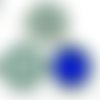 2pcs tchèque bleu turquoise patine antique ton argent grand pendentif rond cabochon paramètres spira sku-34267