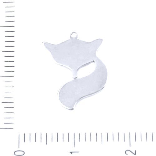 4pcs argent hypoallergénique en acier inoxydable fox forme animale laser cut flat pendentif charme t sku-38785