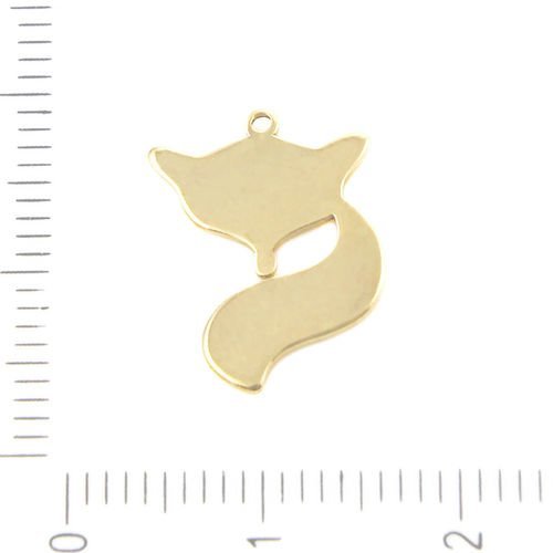 4pcs plaqué or en acier inoxydable hypoallergénique fox forme animale laser cut flat pendentif charm sku-38786