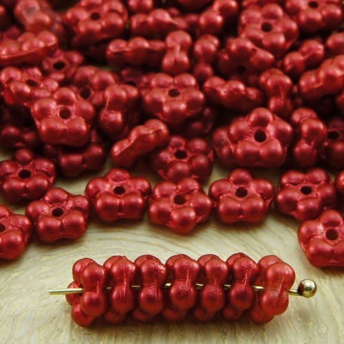 80pcs mat métallique de lave rouge petit plat ne-m'oubliez-pas de fleurs spacer perle caps tchèque p sku-33797