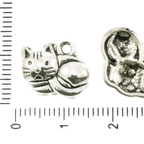 12pcs argent antique ton chat animaux pet halloween charmes tchèque métal conclusions de 15mm x 12mm sku-37255