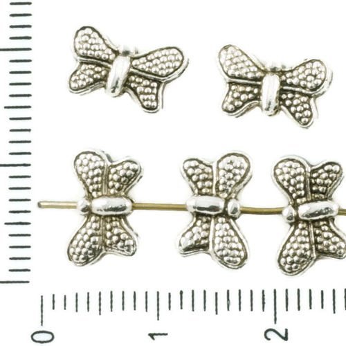 24pcs antique ton argent plat parsemé de papillons animal perles charmes des deux côtés tchèque méta sku-37369
