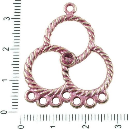 6pcs antique ton argent rose patine lavage à la corde en tricot tissé lustre pend hoop boucles d'ore sku-37067