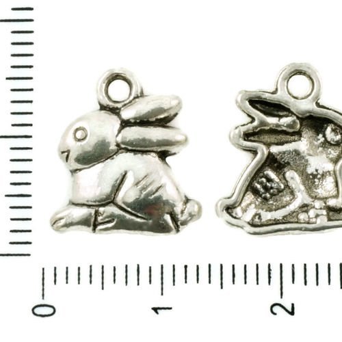 10pcs argent antique ton lapin de pâques lièvre animal de compagnie charmes tchèque métal conclusion sku-37262