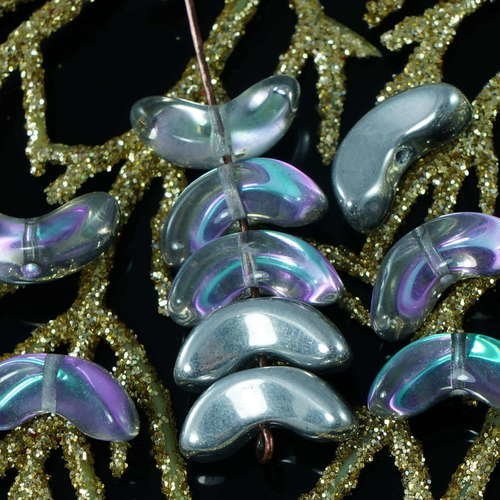 Grand metallic argent pourpre clair verre tchèque ailes d'ange perles d'entretoise 13 mm x 6mm 14pcs sku-18360