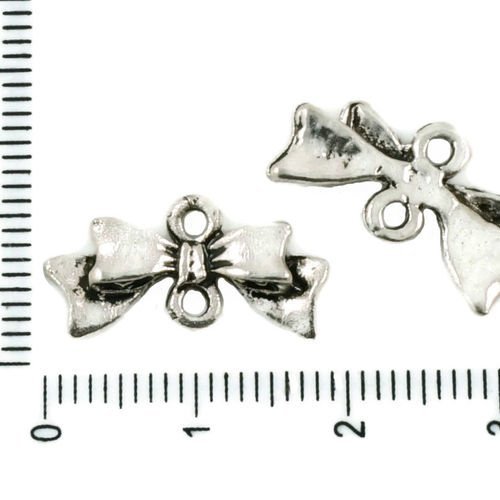 14pcs antique ton argent bowknot bow deux connecteurs à 2 trous charmes tchèque métal conclusions 19 sku-37496