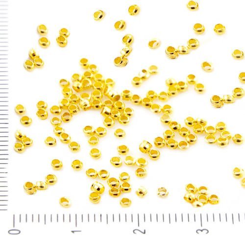 500pcs en vrac plaqué or ronde à sertir perles pour la fabrication de bijoux en laiton en métal conc sku-37936
