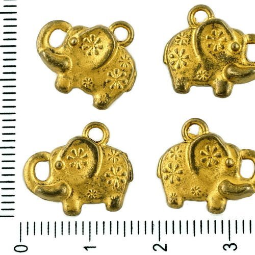 8pcs tchèque mat or patine bronze antique ton éléphant animal charms pendentif à deux faces en métal sku-33932