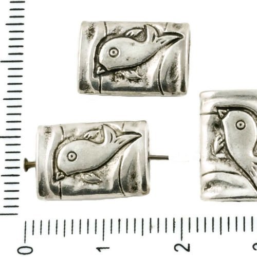 8pcs antique ton argent plat soufflé rectangle de poisson marin de la mer des dauphins perles des de sku-37408