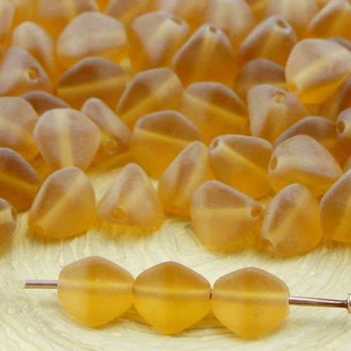 50pcs mat cristal topaze jaune givré grosse pincée bicone facettes en verre tchèque perles d'entreto sku-32044