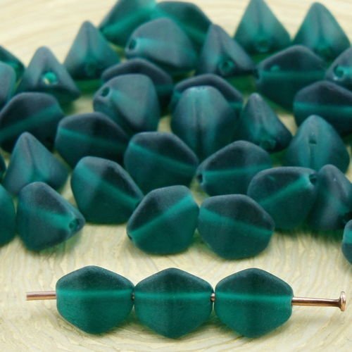 50pcs mat cristal vert émeraude dépoli grosse pincée bicone facettes en verre tchèque perles d'entre sku-32045