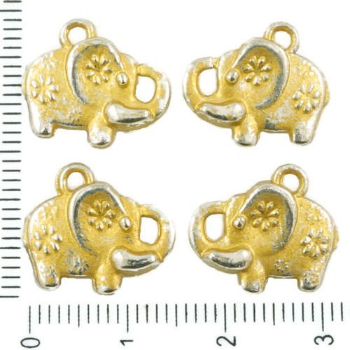 6pcs antique ton argent mat or patine de lavage éléphant animal des deux côtés pendentifs charms tch sku-36417