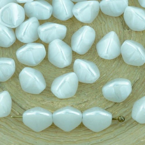 50pcs blanc albâtre opale de lustre de perle pincée bicone à facettes entretoise de verre tchèque pe sku-34434
