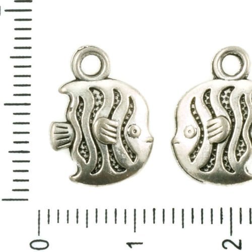 8pcs antique ton argent poisson rayé marine de la mer de l'animal charmes tchèque métal conclusions  sku-37250