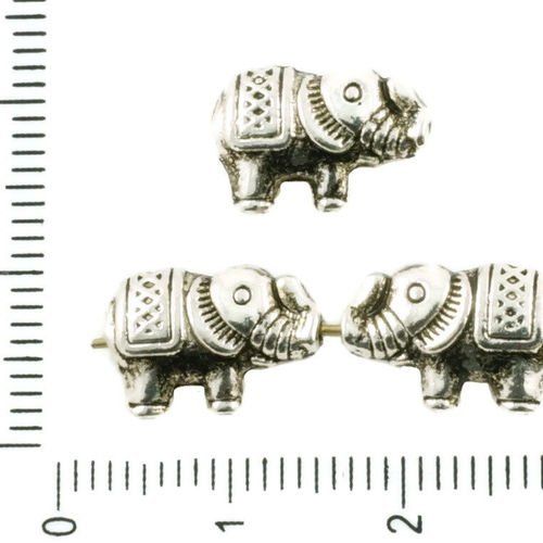 14pcs antique ton argent plat petit éléphant animal perles charmes des deux côtés tchèque métal conc sku-37340
