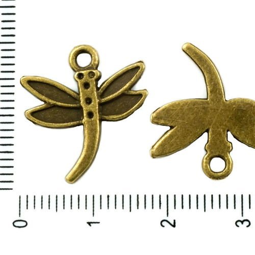 14pcs bronze antique ton grande libellule insectes animaux pendentifs charms tchèque métal conclusio sku-37406