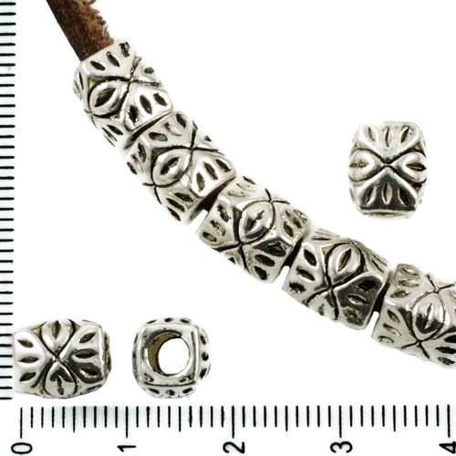 6pcs antique ton argent grand trou européen de pandora style rectangle charmes de perles tchèques en sku-37419