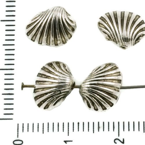 8pcs antique ton argent shell coquillage marin de la mer de perles de charmes tchèque métal conclusi sku-37426