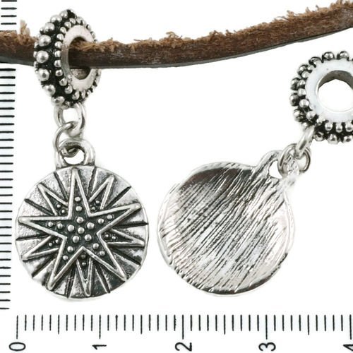 2pcs antique ton argent grand trou européen bracelet de la caution de l'étoile de noël pandora style sku-37473