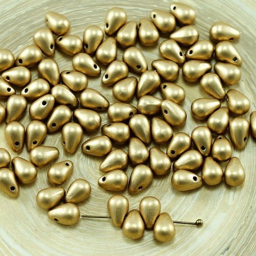 40pcs métallique mat bronze or pâle verre tchèque petite larme perles de 4 mm x 6 mm sku-27288