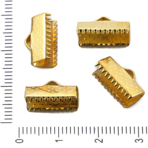 25pcs plaqué or rectangle à sertir fin ruban cordon bouchons pour bracelet bijoux fermoirs en métal  sku-37776