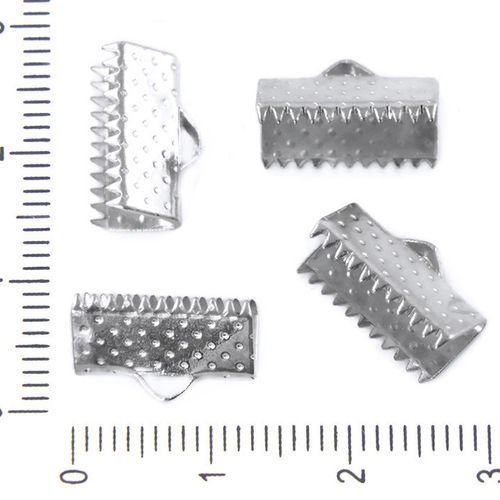 25pcs argent antique plaqué de platine tone rectangle à sertir fin ruban cordon bouchons pour bracel sku-37778