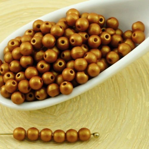 100pcs or briller ambre ronde en or verre tchèque perles de petite entretoise de graines de rocaille sku-31693
