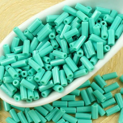 20g opaque turquoise green tchèque tube de verre de semences de perles claironne preciosa de rocaill sku-35796