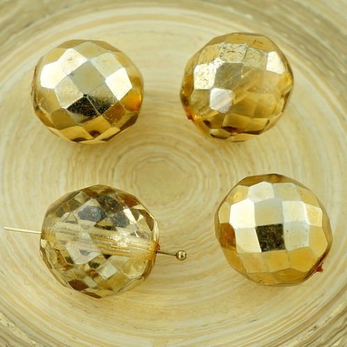 4pcs extra large métallisé vieil or cristal demi-ronde ronde tchèque en verre à facettes feu poli pe sku-29127
