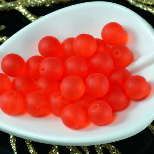 Grand mat rouge clair verre tchèque ronde perles givrées 8mm 20pcs sku-21341