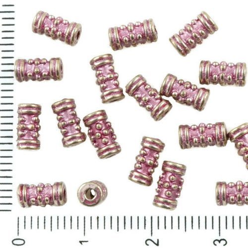 40pcs antique ton argent valentine rose patine laver de petites entretoise parsemée de rayures tube  sku-36269