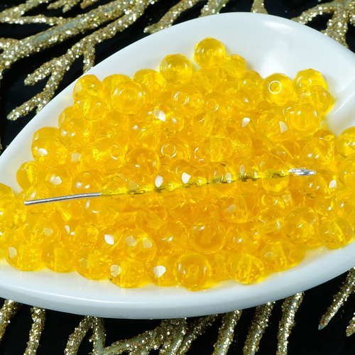 Miel jaune clair tchèque en verre à facettes rondelle perles rondelles feu poli 5mm x 3mm 50pcs sku-18530