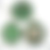 2pcs tchèque vert turquoise patine antique ton argent pendentif rond cabochon paramètres grec lunett sku-34285