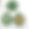 2pcs tchèque vert turquoise patine antique ton argent pendentif rond cabochon paramètres floral lune sku-34286