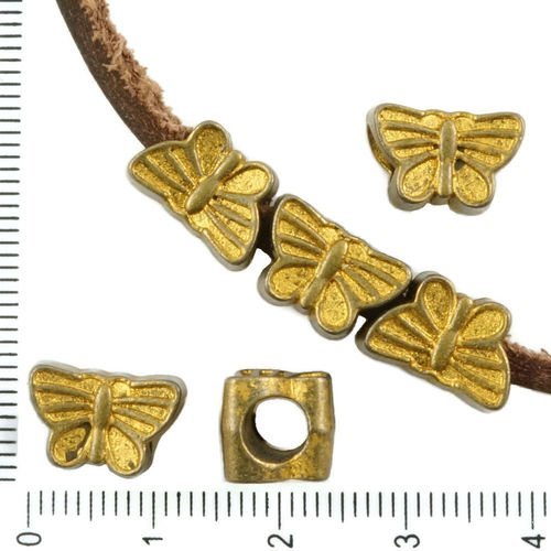 6pcs bronze antique ton mat or patine laver de grandes trou de papillons européens animal curseur pe sku-37157