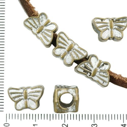 6pcs bronze antique ton argent mat patine laver de grandes trou de papillons européens animal curseu sku-37160