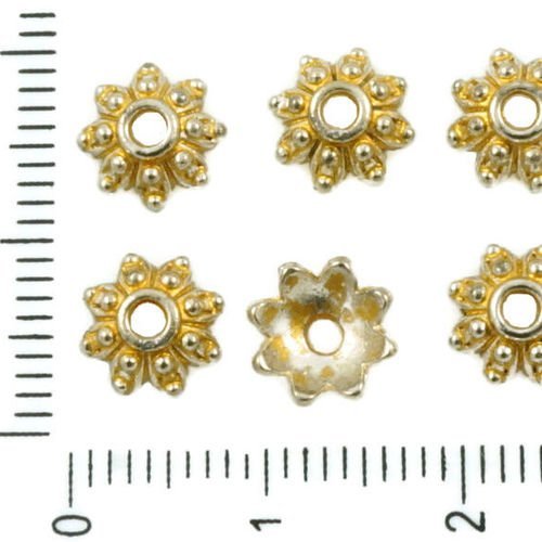 40pcs antique ton argent mat or patine laver perles de la pac fleur floral gland bali tchèque métal  sku-36468