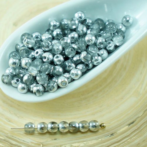 100pcs argent cristal demi-rond verre tchèque perles de petite entretoise de mariage 3mm sku-27273