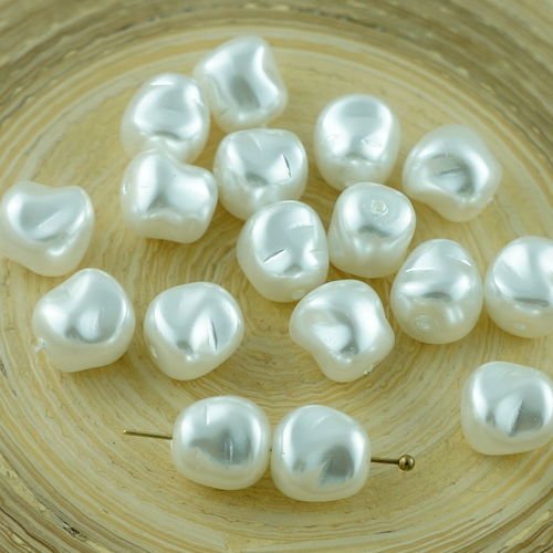 16pcs blanche de mariée en imitation de perles de pomme de terre tchèque de verre 9mm sku-29183